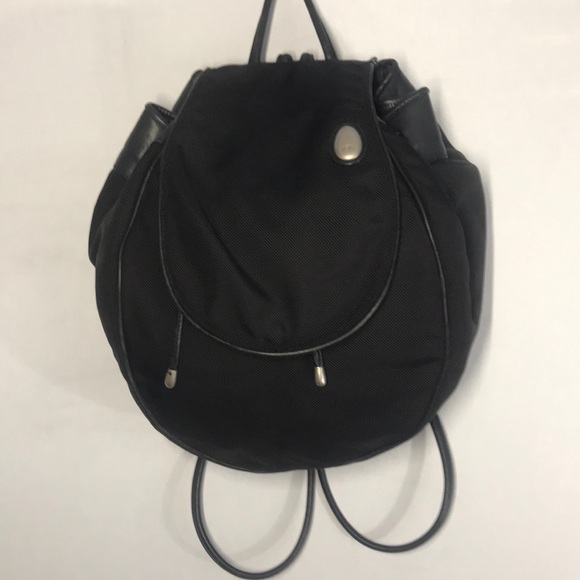 Vintage TUMI Nylon Knit with Leather Accents Oval Backpack...